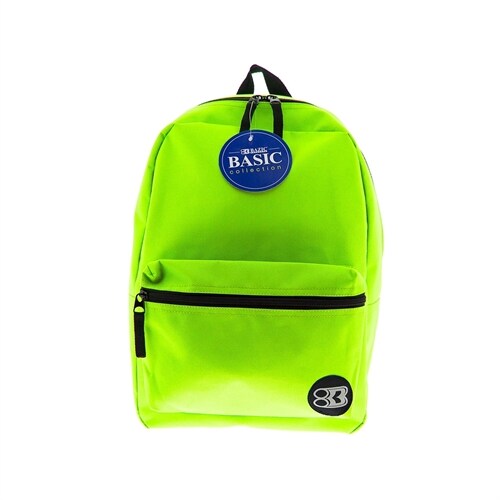 Bazic Basic Collection Polyester School Backpack, Solid, Lime Green (Other)