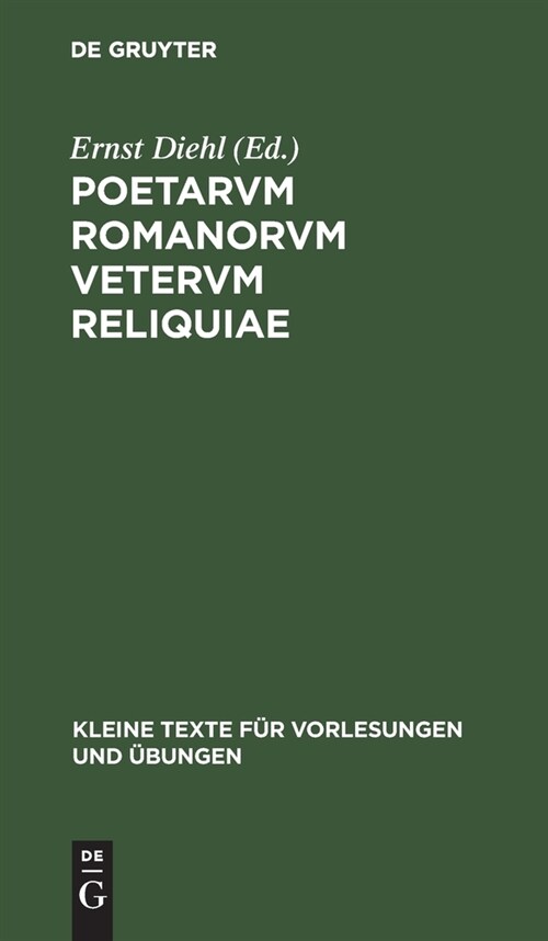 Poetarvm Romanorvm Vetervm Reliquiae (Hardcover, Reprint 2020)