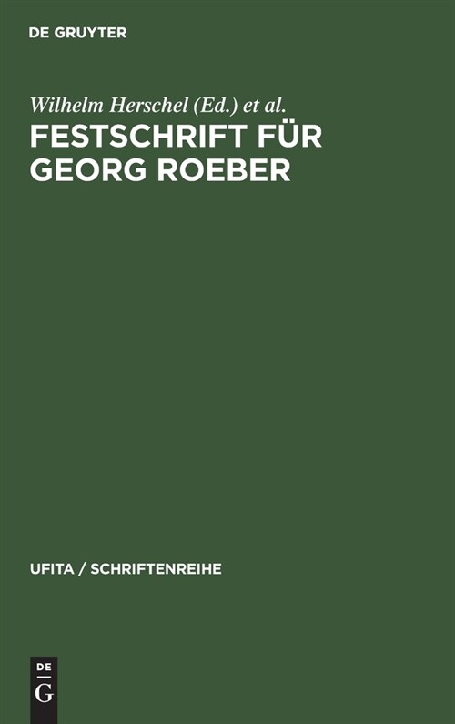 Festschrift F? Georg Roeber (Hardcover, Reprint 2020)