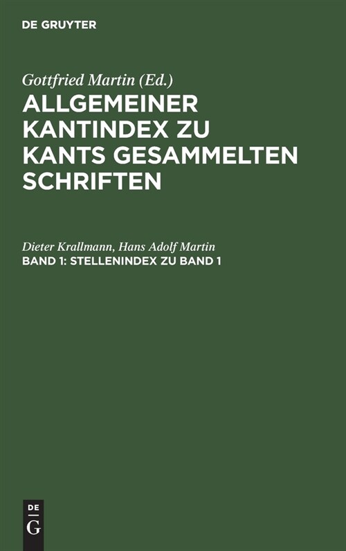 Stellenindex Zu Band 1 (Hardcover, Reprint 2020)