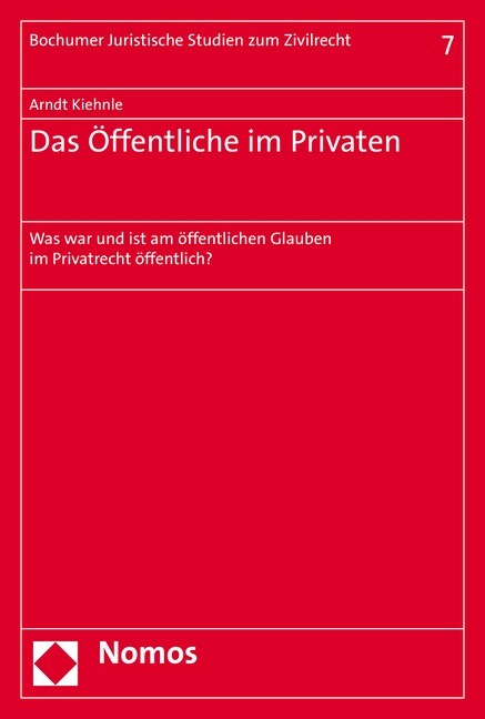 Das Offentliche Im Privaten: Was War Und Ist Am Offentlichen Glauben Im Privatrecht Offentlich? (Paperback)