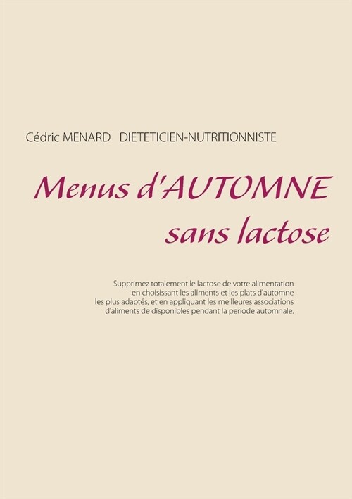 Menus dautomne sans lactose (Paperback)