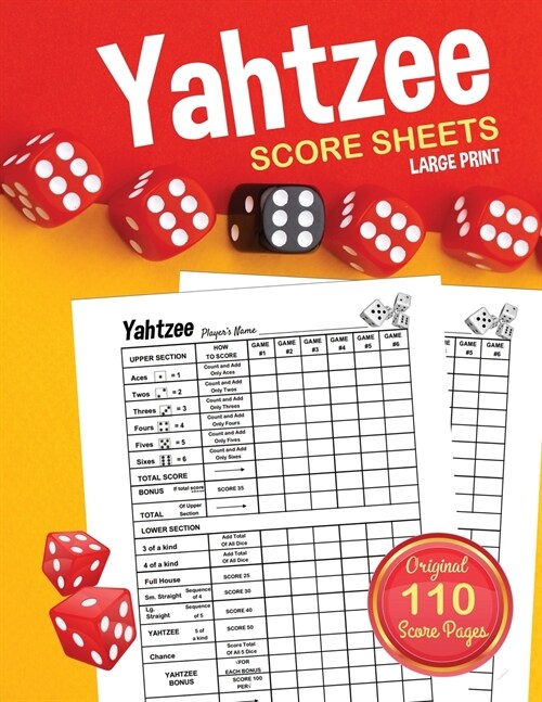 Yahtzee Score Sheets: Large Print Score Pads / Book (Paperback)
