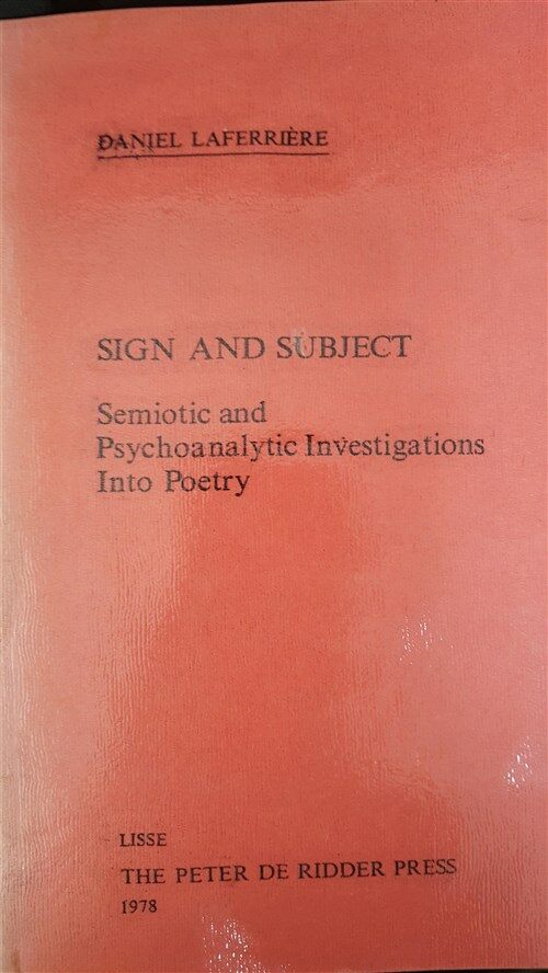 [중고] Sign and Subject (Paperback)