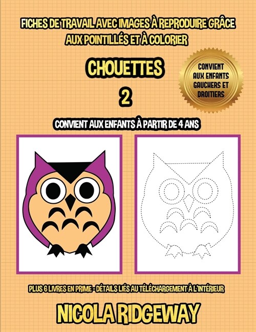 Fiches de travail avec images ?reproduire gr?e aux pointill? et ?colorier (Chouettes 2): Ce livre aidera les jeunes enfants ?d?elopper le contr? (Paperback)