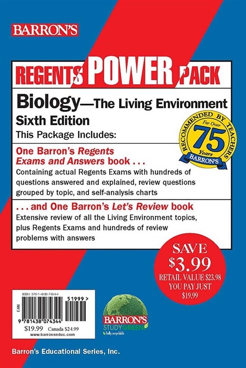 Regents Biology Power Pack: Lets Review Biology + Regents Exams and Answers: Biology (Paperback, 6)