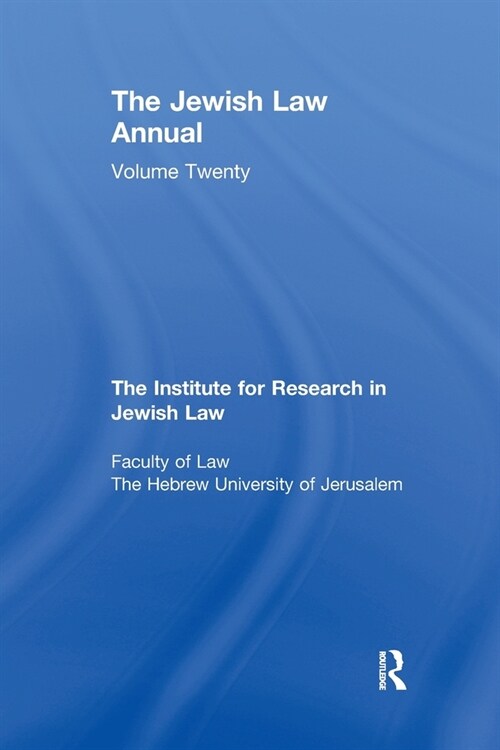 Jewish Law Annual Volume 20 (Paperback)