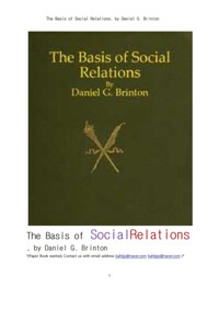 윤리적 심리학의연구에서 본 사회적관계의 기초 (The Basis of Social Relations, by Daniel G. Brinton) 커버