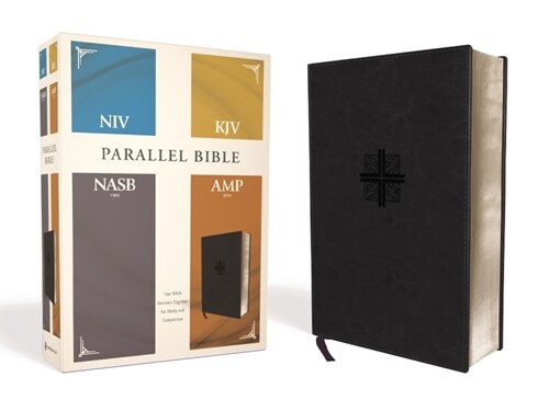 Niv, Kjv, Nasb, Amplified, Parallel Bible, Leathersoft, Black: Four Bible Versions Together for Study and Comparison (Imitation Leather)