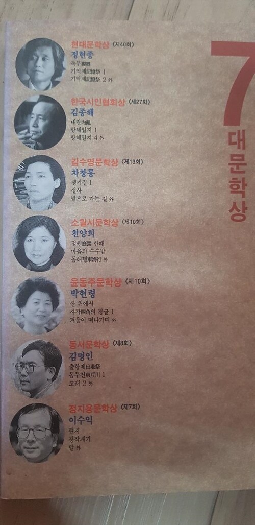 [중고] 7대문학상 수상시인대표작 1995