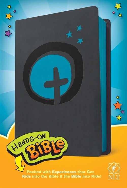 Hands-On Bible NLT (Leatherlike, Dark Gray/Blue Cross) (Imitation Leather)