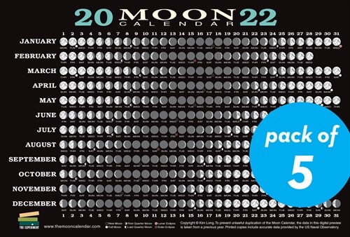 2022 Moon Calendar Card (5 Pack): Lunar Phases, Eclipses, and More! (Other)
