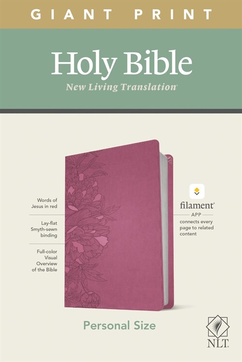 NLT Personal Size Giant Print Bible, Filament Enabled Edition (Red Letter, Leatherlike, Peony Pink) (Imitation Leather)