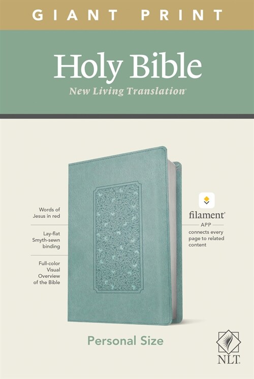 NLT Personal Size Giant Print Bible, Filament Enabled Edition (Red Letter, Leatherlike, Floral Frame Teal) (Imitation Leather)