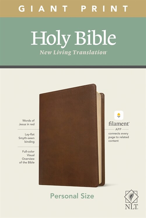 NLT Personal Size Giant Print Bible, Filament Enabled Edition (Red Letter, Leatherlike, Rustic Brown) (Imitation Leather)