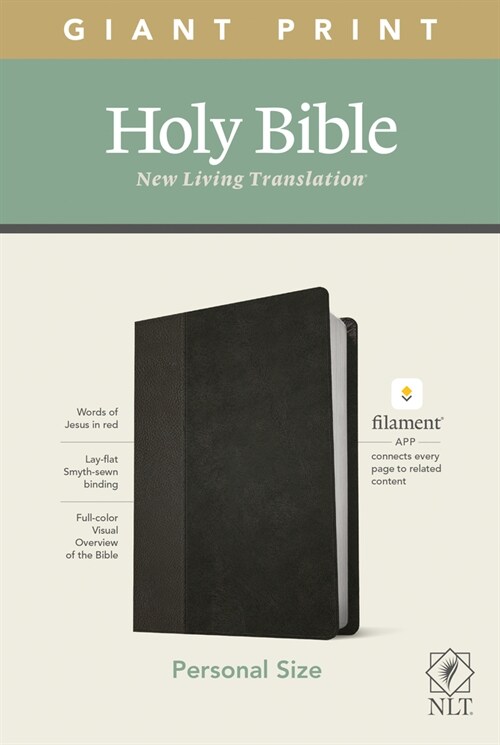 NLT Personal Size Giant Print Bible, Filament Enabled Edition (Red Letter, Leatherlike, Black/Onyx) (Imitation Leather)