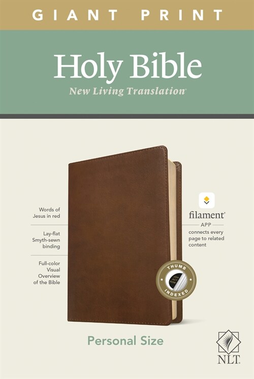 NLT Personal Size Giant Print Bible, Filament Enabled Edition (Red Letter, Leatherlike, Rustic Brown, Indexed) (Imitation Leather)