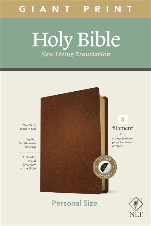 NLT Personal Size Giant Print Bible, Filament Enabled Edition (Red Letter, Genuine Leather, Brown, Indexed) (Leather)