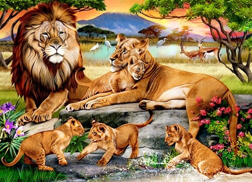 Lions Family in the Savannah 1000-Piece Puzzle (Other)