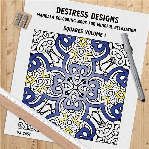 Destress Designs - Squares Volume 1: Mandala Colouring Book for Mindful Relaxation (Paperback)