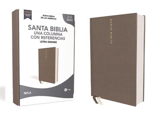 Nbla, Santa Biblia, Una Columna Con Referencias, Letra Grande, Tapa Dura/Tela, Gris, Palabras de Jes? En Rojo, Comfort Print (Hardcover)