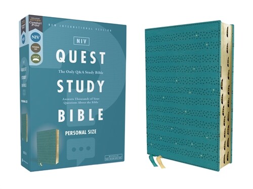 Niv, Quest Study Bible, Personal Size, Leathersoft, Teal, Thumb Indexed, Comfort Print: The Only Q and A Study Bible (Imitation Leather)