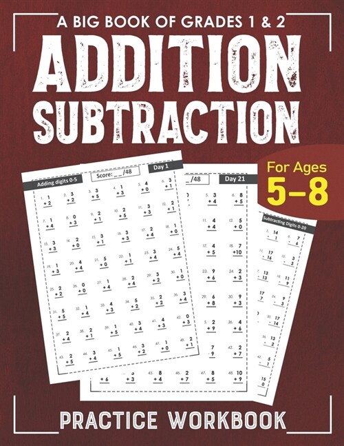 Addition Subtraction Practice Workbook for Grade 1: Math Drills, Digits 0-20 Activity Workbook for Kids Ages 5-8 (Paperback)