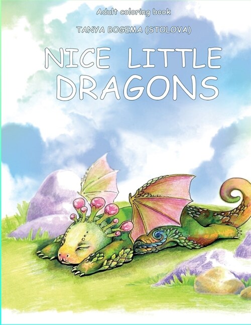 Adult Coloring Book Nice Little Dragons (Paperback)