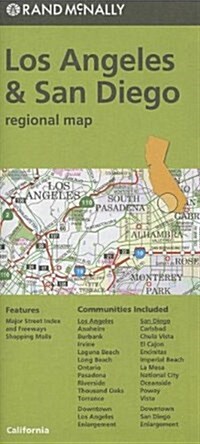 Rand McNally Los Angeles & San Diego, California Regional Map (Folded)