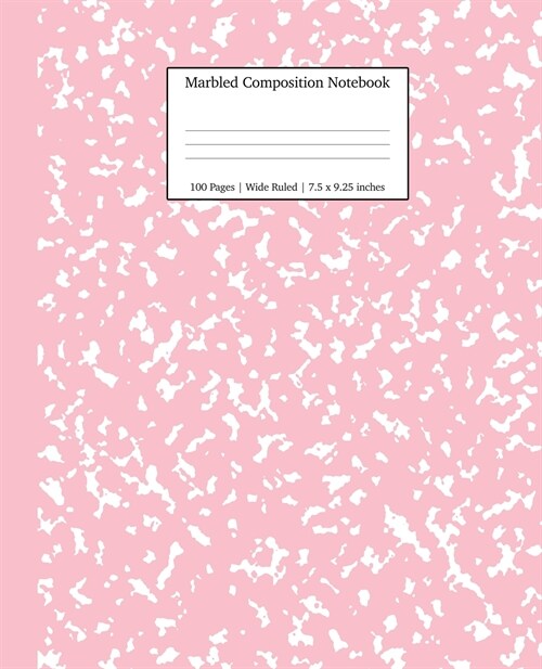 Marbled Composition Notebook: Pink Marble Wide Ruled Paper Subject Book (Paperback)