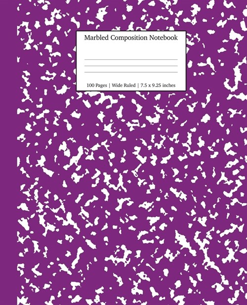Marbled Composition Notebook: Purple Marble Wide Ruled Paper Subject Book (Paperback)