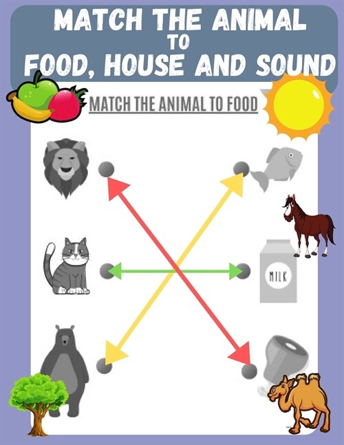 Match the Animal to Food, House and Sound: Activity book for Kids, Pre K to Kindergarten, Ages 3 - 6, Matching and Identifying, Childrens fun Workboo (Paperback)