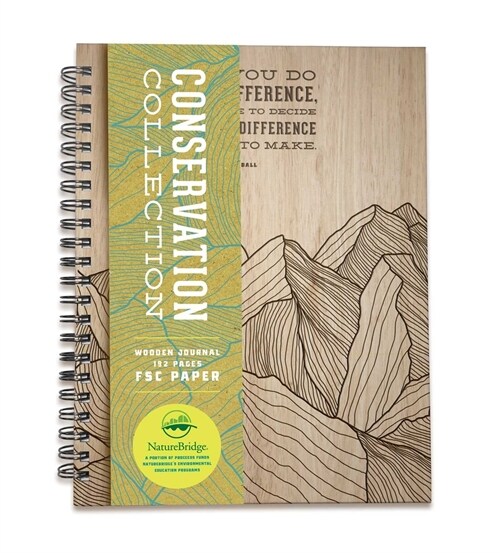 Conservation Wooden Journal: Laser Engraved Wood (Notebook with Lined Pages) (Spiral)