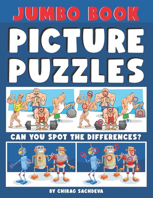 Jumbo Book of Picture Puzzles: Picture Puzzle Spot the Differences Book for Kids & Adults, 50 Beautiful Cartoon Puzzles of Artworks with Solution - F (Paperback)