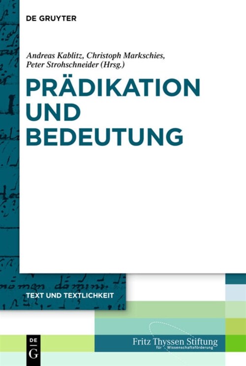 Pr?ikation Und Bedeutung (Hardcover)