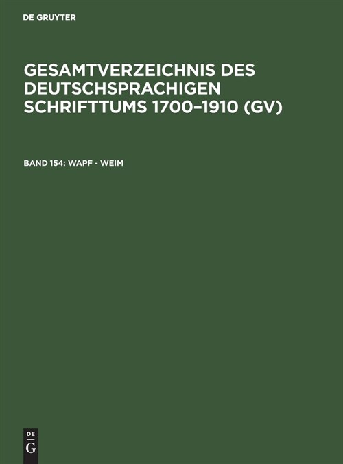 Wapf - Weim (Hardcover, Reprint 2020)