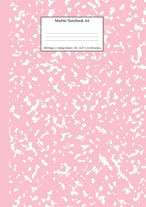 Marble Notebook A4: Pink Marble College Ruled Journal (Paperback)