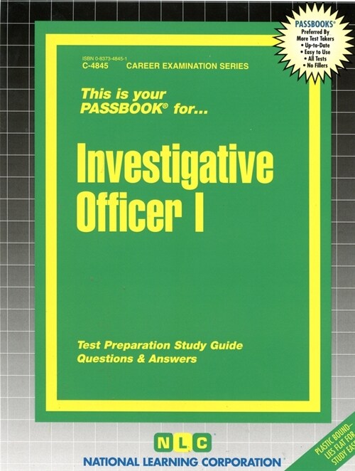 Investigative Officer I: Passbooks Study Guide (Spiral)