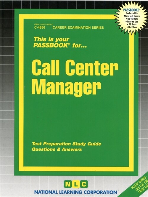 Call Center Manager: Passbooks Study Guide (Spiral)