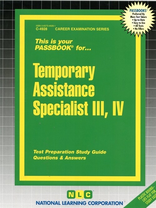 Temporary Assistance Specialist III, IV: Passbooks Study Guide (Spiral)