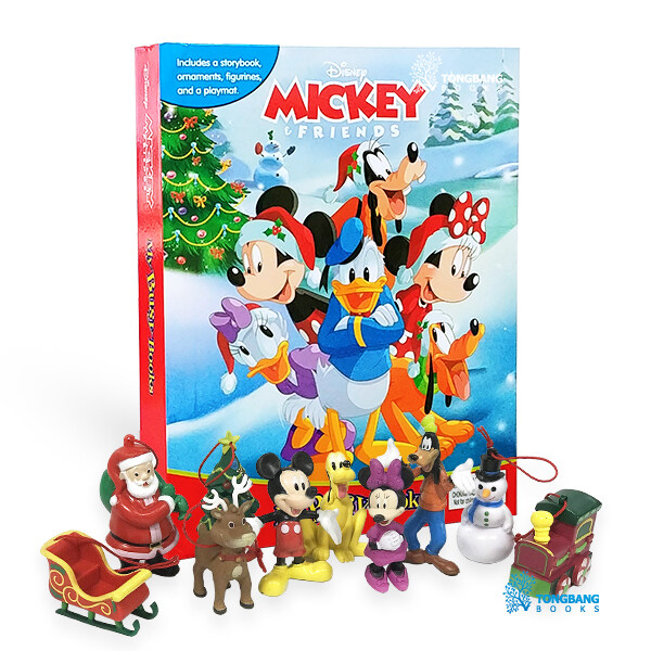 [중고] Disney Mickeys Christmas My Busy Books 미키의 크리스마스 비지북 (Board Book + 피규어 10개 + 플레이매트)