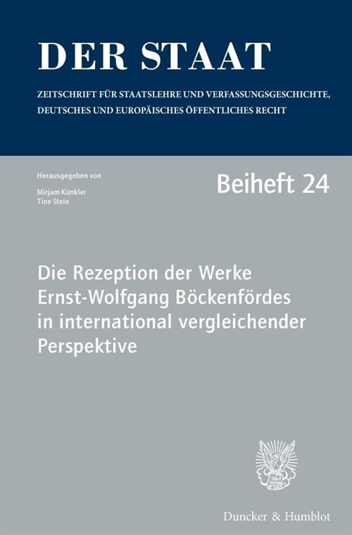 Rezeption Der Werke Ernst-Wolfgang Bockenfordes in International Vergleichender Perspektive (Paperback)