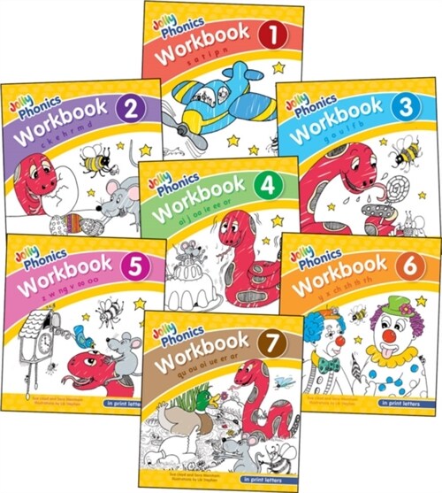 Jolly Phonics Workbooks 1-7 : In Print Letters (American English edition) (Paperback)
