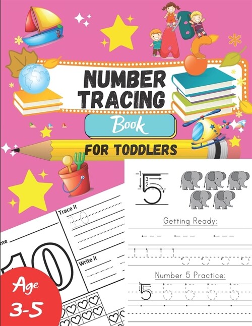 Number tracing Book For Toddlers Age 3-5: 1 to 20! handwriting practice filled with line shapes & math activity For fun and relaxing pen control. Grea (Paperback)