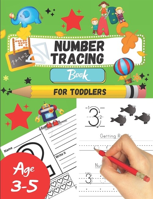 Number tracing Book For Toddlers Age 3-5: 1 to 20! handwriting practice filled with line shapes & math activity For fun and relaxing pen control. Grea (Paperback)