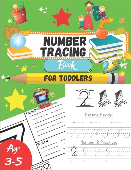 Number tracing Book For Toddlers Age 3-5: 1 to 20! handwriting practice filled with line shapes & math activity For fun and relaxing pen control. Grea (Paperback)