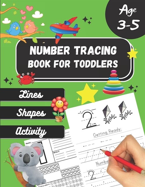 Number tracing Book For Toddlers Age 3-5: 1 to 20! handwriting practice filled with line shapes & math activity For fun and relaxing pen control. Grea (Paperback)