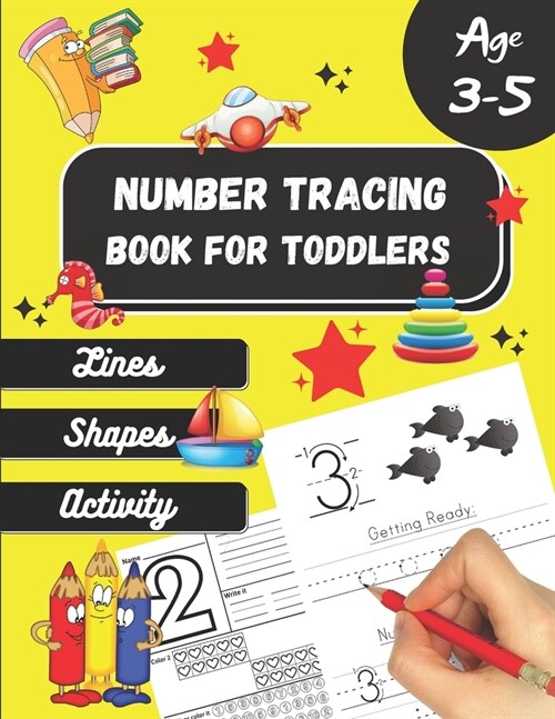 Number tracing Book For Toddlers Age 3-5: 1 to 20! handwriting practice filled with line shapes & math activity For fun and relaxing pen control. Grea (Paperback)