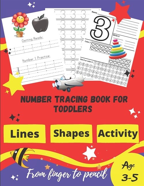 Number tracing Book For Toddlers Age 3-5: 1 to 20! handwriting practice filled with line shapes & math activity For fun and relaxing pen control. Grea (Paperback)