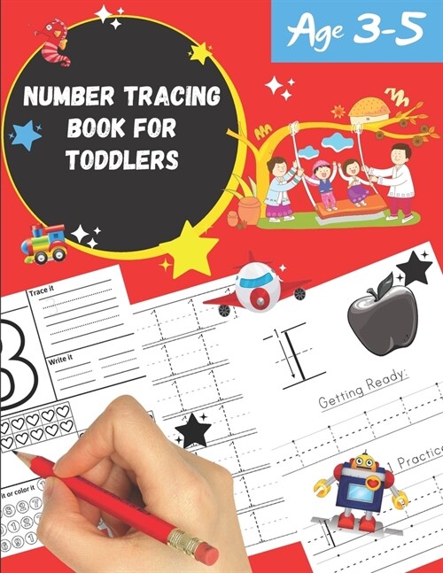 Number tracing Book For Toddlers Age 3-5: 1 to 20! handwriting practice filled with line shapes & math activity For fun and relaxing pen control. Grea (Paperback)